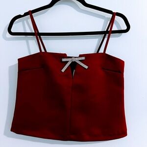 Elegant Wine Women's Top with Bow Detail
